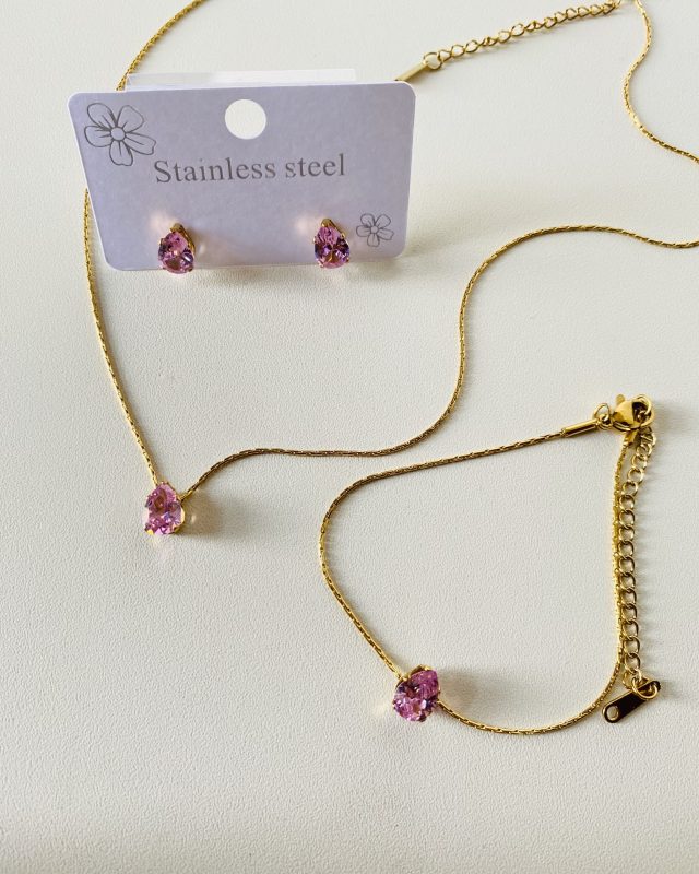Pink Teardrop Zirconia Minimal Set